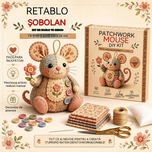 🧵Kit de cusut vintage cu șoarece de pluș