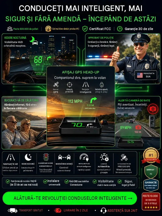🚗Afișaj HUD în mașina dvs.|Proiecție GPS HD|Viteză în timp real și conducere mai sigură