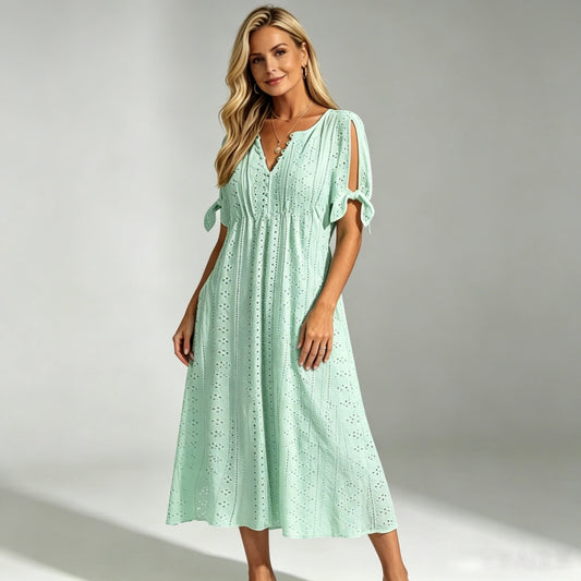 【🏆Cele mai bine vândute produse】👗 Rochie simplă și delicată, de culoare uni