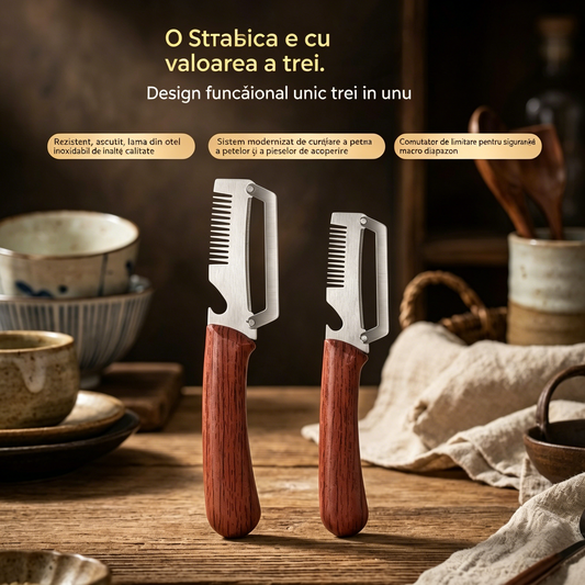 ✅Cumpără 2, primești 2 gratuit (4 cuțite)🧅🔪 Curățător de bucăți multifuncțional 3 în 1: Curățează, toacă și deschide sticle! 🔥