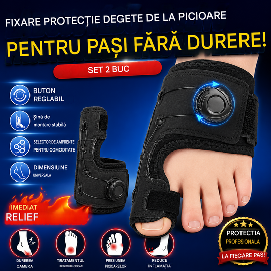 🔥【2 unități】 Corecție profesională a degetelor cu buton reglabil, atelă de fixare și separator pentru degete, ameliorarea durerii, dimensiune universală