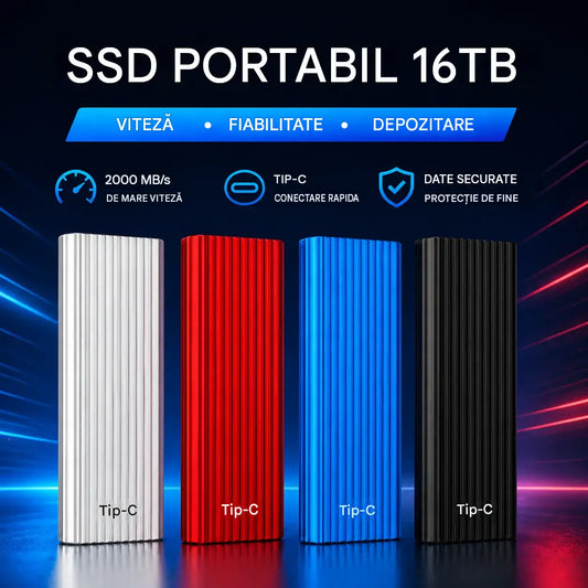 🏆Ofertă limitată în timp⚡ 🔥Mini unitate SSD portabilă de mare capacitate, tip C, de 16 TB