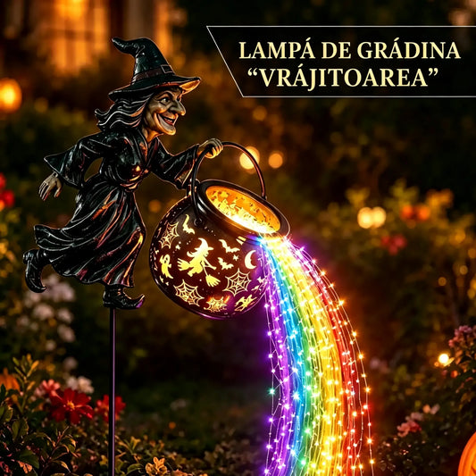 🧙♀️🎃 O lampă de grădină în formă de cazan de vrăjitoare cu iluminare LED - o decorațiune impresionantă pentru exterior🔮✨