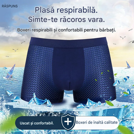 4 piese 🔥2026 Boxer bărbătesc din modal Ice Silk, mărime mare, cu plasă antibacteriană