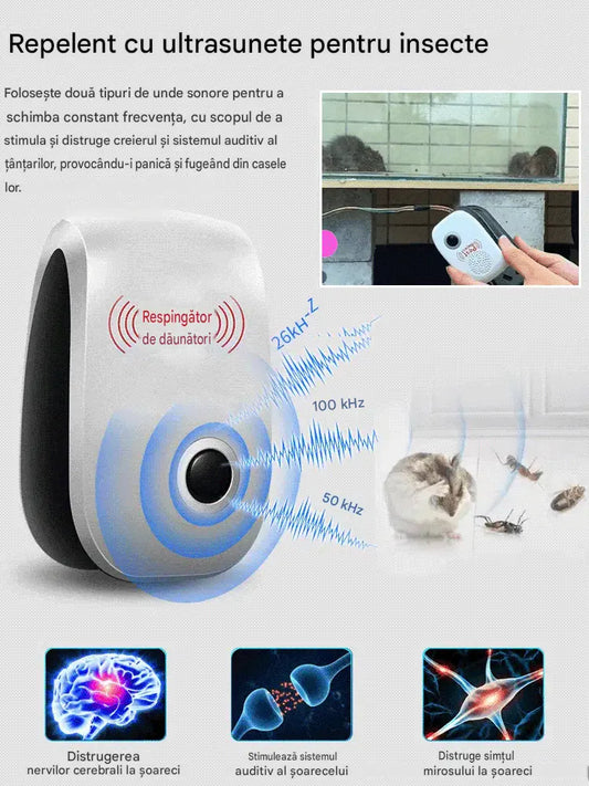 🔥【Cumpărați 2 obțineți 1 gratuit:3buc】Repelent fizic silențios cu ultrasunete pentru șobolani și insecte respingător de rozătoare