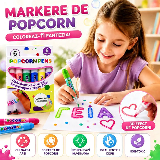 🎁【Cumpără 1, primești 1 gratuit】Stilou de imprimare 3D pentru copii: Pictură cu bule de popcorn (DIY)