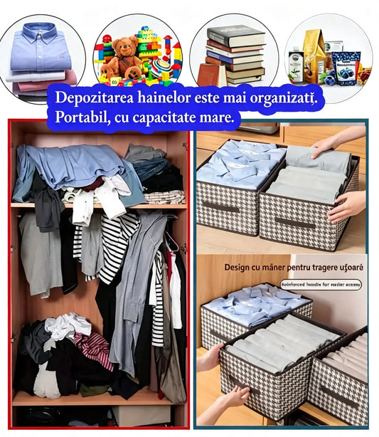 Cutie de Depozitare Pliabilă pentru Dulap – Set de 4 Bucăți, Ideală pentru Organizare,Ușor de luat și nu dezordonat