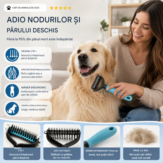 🔥🔥【Cumpărați 1 obțineți 1 gratuit】 Perie Profesională pentru Îndepărtarea Părului Mort la Câini și Pisici: Delicată, Eficientă și o Casă Fără Păr! ✨💖
