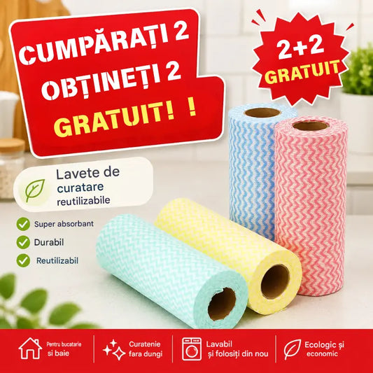 4 articole 144 lei 【Patru role pot dura mai mult de un an】 Rolă de lavetă de curățat reutilizabilă multifuncțională