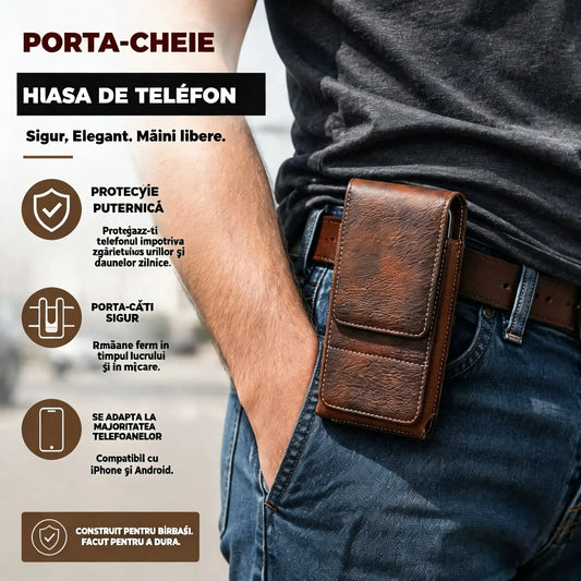🔥Husă de telefon mobil cu clemă pentru curea – Închidere magnetică, durabilă și cu slot pentru card