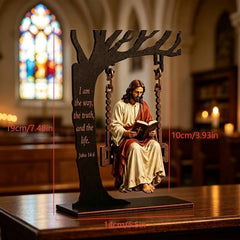 【2 buc】Ornament religios de perete cu Iisus Hristos, decorațiune creștină suspendată cu detalii retro pentru casă, cadou cu binecuvântare