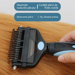 🐕🐈Pieptene multifuncțional 3-în-1 pentru descurcarea blănii animalelor de companie, pieptene pentru îndepărtarea părului de la câini și pisici
