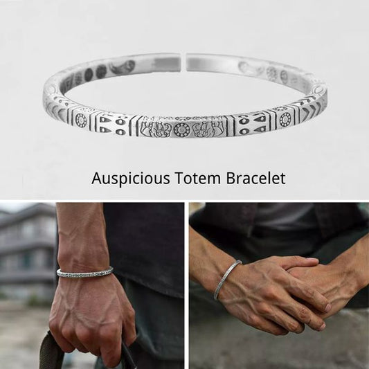 【Cumpărați 1 obțineți 1 gratuit】Brățară îngustă din argint solid realizată manual Totem retro