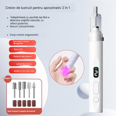💅Pilă electrică de unghii 2 în 1 cu lampă LED (lampă de uscare + 5 capete de lustruire)