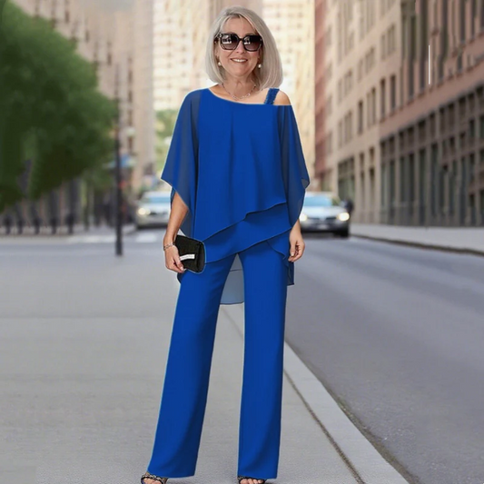 ⏳Ofertă limitată în timp⏰【50-120KG】👚👖Set de două piese pentru femei, delicat cu pielea, cu umeri goi✅【Bluză + Pantaloni】