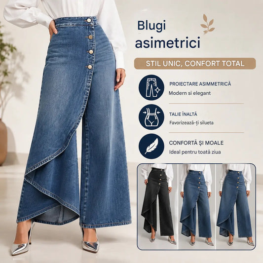 🥇【S-3XL】 Blugi largi pentru femei, cu talie înaltă, croială lejeră, design elegant