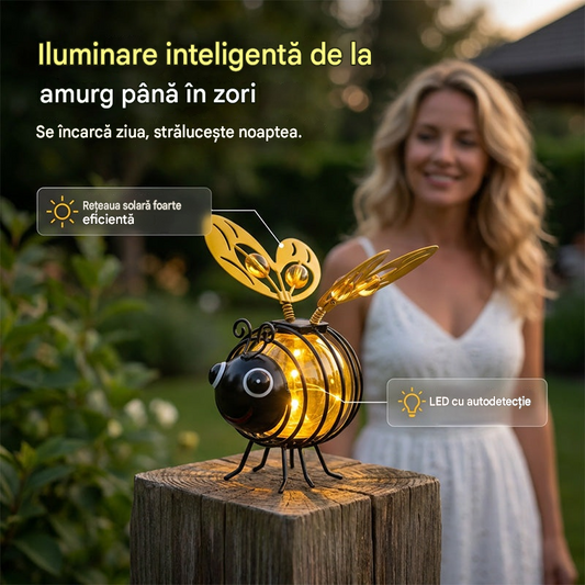 🌙🍃Lampă solară suspendată în formă de albină - strălucire caldă de culoarea chihlimbarului, fără pâlpâire, ideală pentru petreceri în grădină, camping sau camere pentru copii 🌞🌜