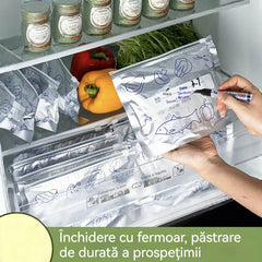 🔥🔥Un total de 30 de pungi antibacteriene din folie de aluminiu, super ușor de utilizat, pentru păstrarea prospețimii.