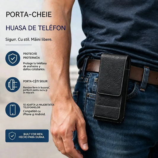 🔥Husă de telefon mobil cu clemă pentru curea – Închidere magnetică, durabilă și cu slot pentru card