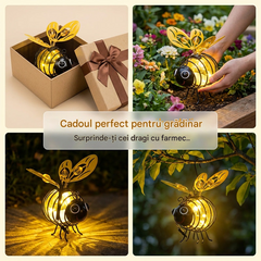 🌙🍃Lampă solară suspendată în formă de albină - strălucire caldă de culoarea chihlimbarului, fără pâlpâire, ideală pentru petreceri în grădină, camping sau camere pentru copii 🌞🌜