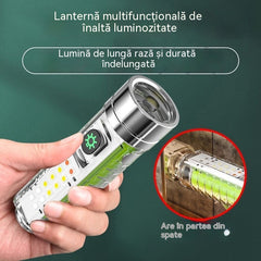 👍👍Lanternă compactă de mare intensitate cu lumină laterală multifuncțională, încărcare rapidă Type-C, portabilitate și durată de viață ultra-lungă a bateriei.