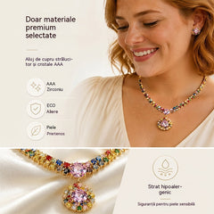 💎 ✨ Set colier și cercei din zirconiu cubic strălucitor: eleganță atemporală, un cadou perfect, ideal pentru nunți, petreceri sau ca accesoriu de lux de zi cu zi.💍