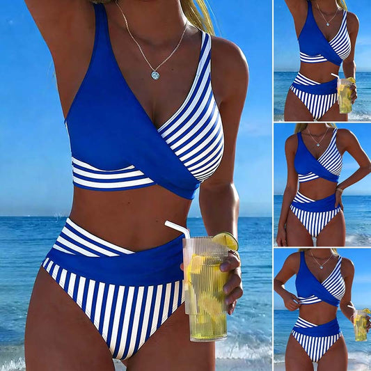 Costum de baie din două piese, cu imprimeu modern și uscare rapidă
