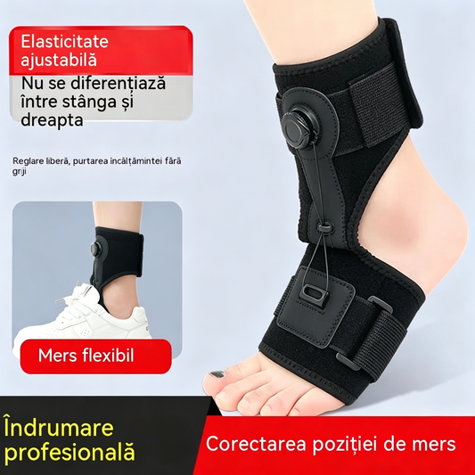 【2 buc】Orteză Medicală pentru Picior Drop și Fascită Plantară, cu Buton Rotativ de Ajustare și Suport din Aluminiu, Utilizare Zi și Noapte