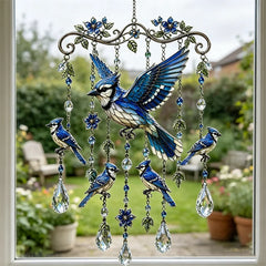 🐦Clopoțel de vânt din cristal cu colibri și model pictat în stil retro