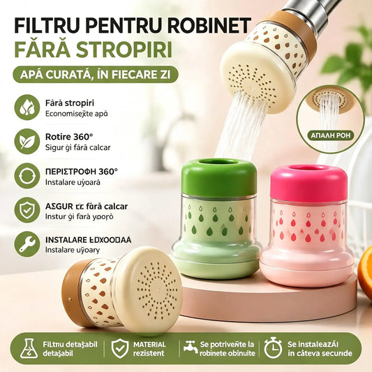 💦【3 bucată/6 bucată】  Filtru de robinet rezistent la stropire - 360° - Economisire mai bună a apei și efect de spălare