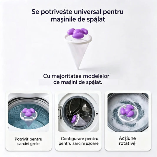 🌀6 bucăți /12 bucăți ✨ Filtru plutitor pentru mașina de spălat – Capturează scamele, părul și părul de animale la fiecare spălare🧺