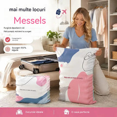 🧳【Set de 5 bucăți】💨【Versiune îmbunătățită și îngroșată】 Pungă de depozitare vidată mare și compresibilă: nu necesită pompă, etanșă la scurgeri, ideală pentru economisirea spațiului în valize și acasă ✈️
