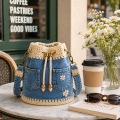 O geantă din denim țesut în stil boho care va completa orice ținută ✨