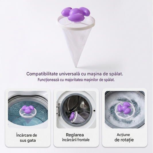 🌀6 bucăți 124 lei✨ Filtru plutitor pentru mașina de spălat – Capturează scamele, părul și părul de animale la fiecare spălare🧺
