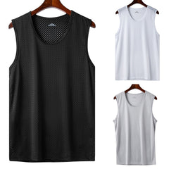 👕【Set de 3 bucăți】Maiouri bărbătești casual din material răcoros tip mătase de gheață ✅ Ușoare, respirabile și cu uscare rapidă