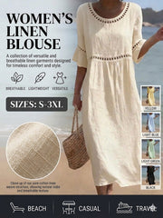 ✨🎉【S-3XL】Rochie nouă de vară pentru femei, confecționată din bumbac și in, respirabilă și moale, confortabilă de purtat