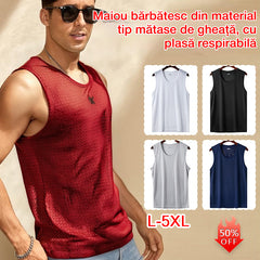 👕【Set de 3 bucăți】Maiouri bărbătești casual din material răcoros tip mătase de gheață ✅ Ușoare, respirabile și cu uscare rapidă