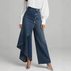 🥇【S-3XL】 Blugi largi pentru femei, cu talie înaltă, croială lejeră, design elegant