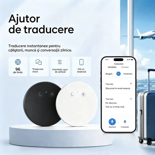 Dispozitiv de traducere a limbilor bazat pe inteligență artificială – un traducător vocal bidirecțional în timp real care acceptă mai multe limbi.