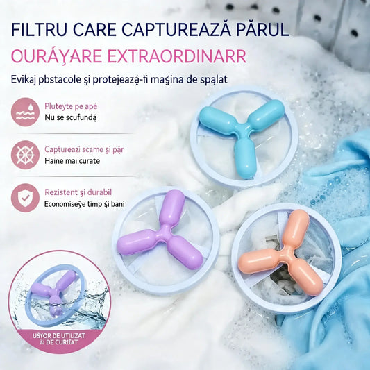 🌀 6 bucăți doar 119 lei!🧺🐾 Gata cu părul pe haine! Filtrele plutitoare ale mașinii de spălat – colectează părul, blana și scamele la fiecare spălare. ✨
