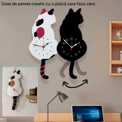 🐈️🐈️ Ceas de perete creativ swinging⏰️