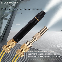 🚿【Set de 2 piese】💧 Pistol de apă de înaltă presiune: pentru spălarea mașinilor și grădinărit, cu o presiune de 10 ori mai mare și moduri multiple. ⚡