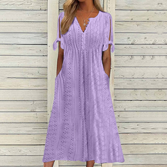 【🏆Cele mai bine vândute produse】👗 Rochie simplă și delicată, de culoare uni
