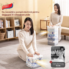 🏥Antibacterian🧳 Pachet de 5 piese 💨 Pungi mari compresibile pentru depozitare în vid: Nu necesită pompă de aer, etanșe, ideale pentru economisirea spațiului în valiză și în casă ✈️