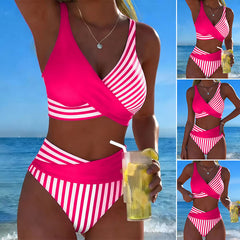 Costum de baie din două piese, cu imprimeu modern și uscare rapidă