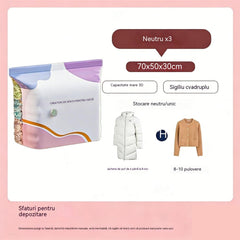🧳【Set de 5 bucăți】💨【Versiune îmbunătățită și îngroșată】 Pungă de depozitare vidată mare și compresibilă: nu necesită pompă, etanșă la scurgeri, ideală pentru economisirea spațiului în valize și acasă ✈️