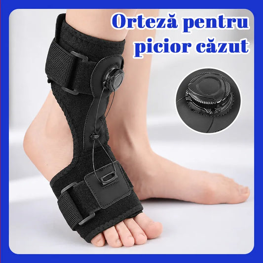 【2 buc】Orteză Medicală pentru Picior Drop și Fascită Plantară, cu Buton Rotativ de Ajustare și Suport din Aluminiu, Utilizare Zi și Noapte