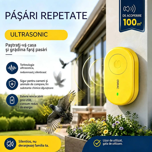 🐦【Cumpărați 1 obțineți 1 gratuit】Repelent cu ultrasunete portabil pentru păsări | Repelent automat pentru porumbei, perfect pentru balcoane, grădini și exterior