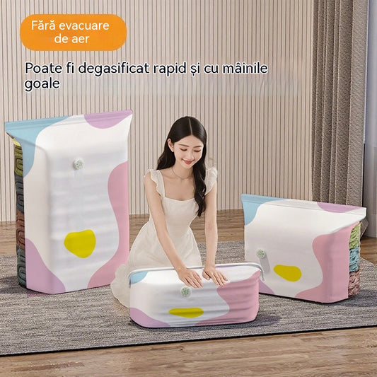 🧳【Set de 5 piese】💨 Pungă mare de depozitare sub vid, compresibilă: nu necesită pompă, este etanșă și ideală pentru a economisi spațiu în valize și acasă ✈️