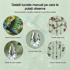 🐦Clopoțel de vânt din cristal cu colibri și model pictat în stil retro